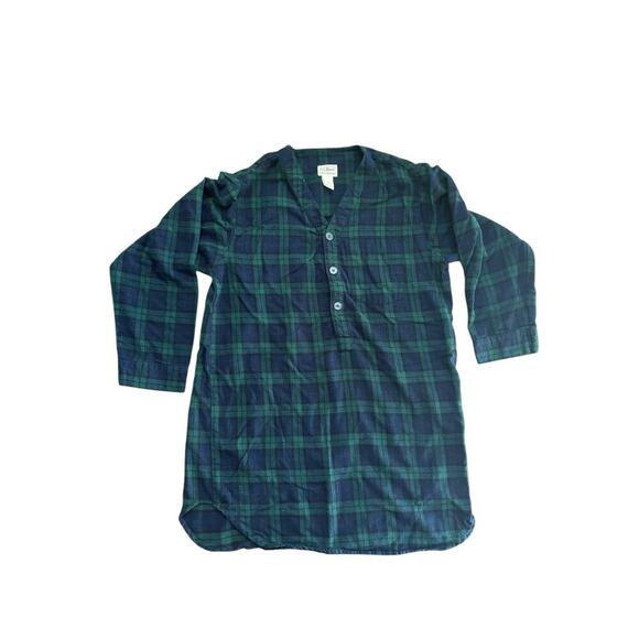 L.L. Bean Women's Green Tartan Plaid Flannel Button Down Shirt Dress Size Medium - Picture 1 of 4